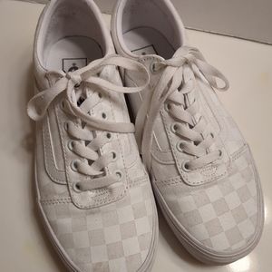 Women's Vans Off the Wall checkered laced sneakers, White, size 7.5